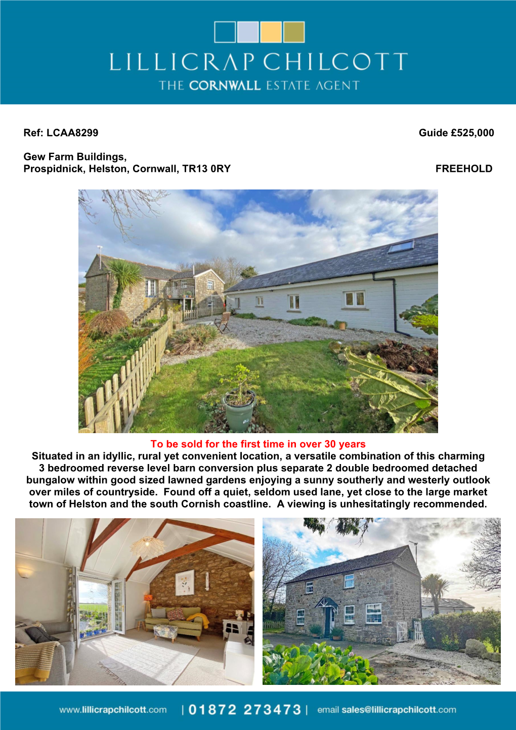 LCAA8299 Guide £525000 Gew Farm Buildings, Prospidnick