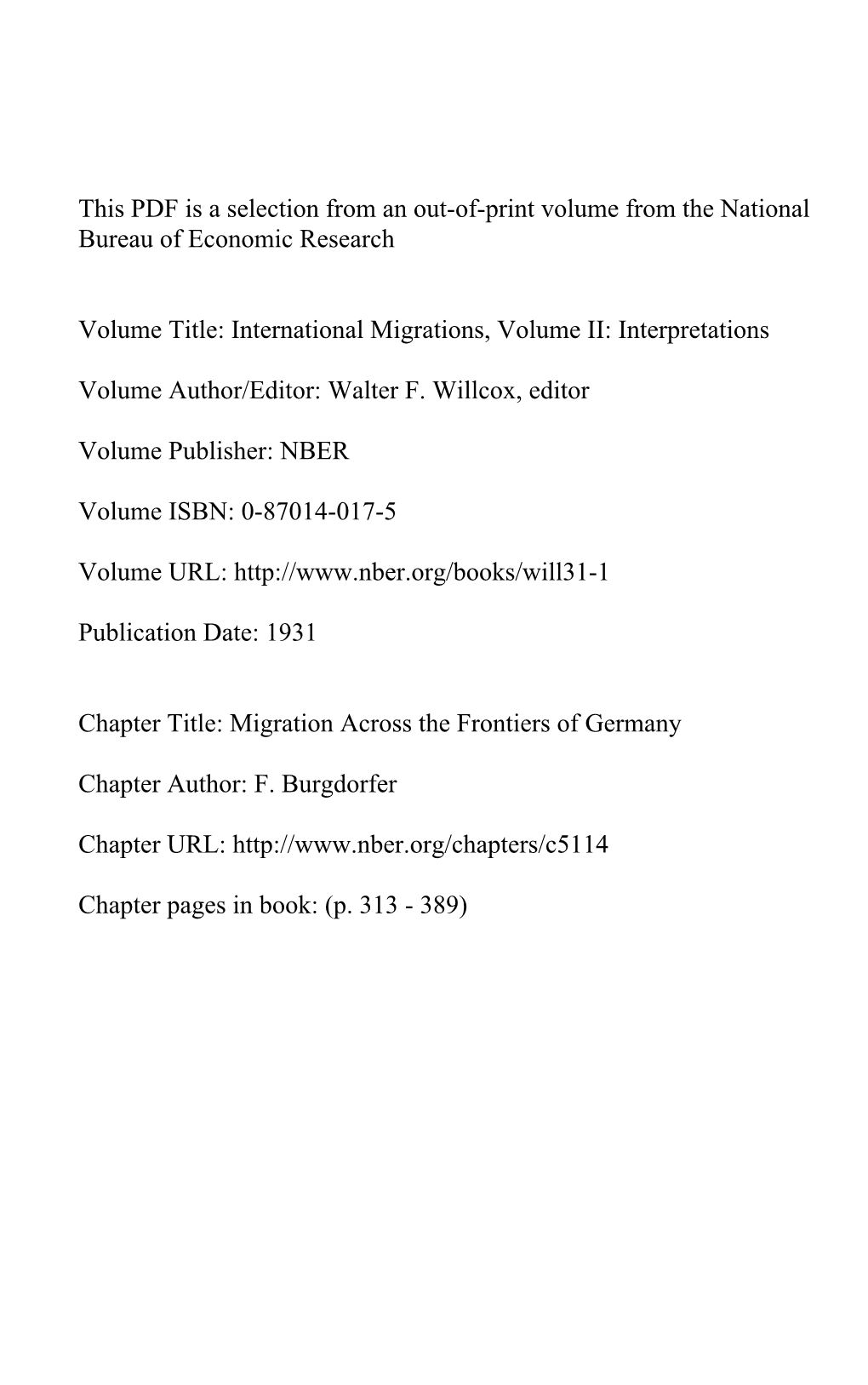 Migration Across the Frontiers of Germany