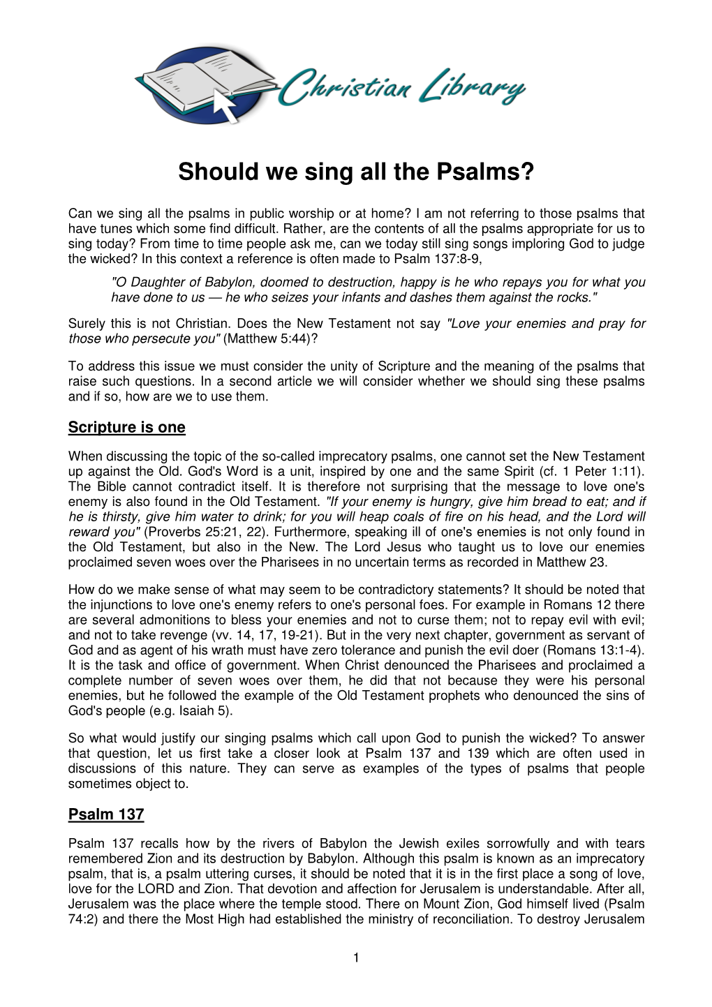 Should We Sing All the Psalms?