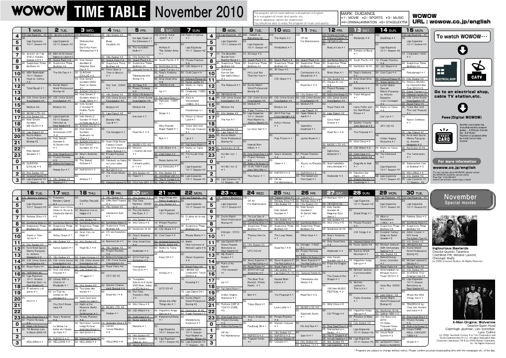 November 2010 TIME TABLE