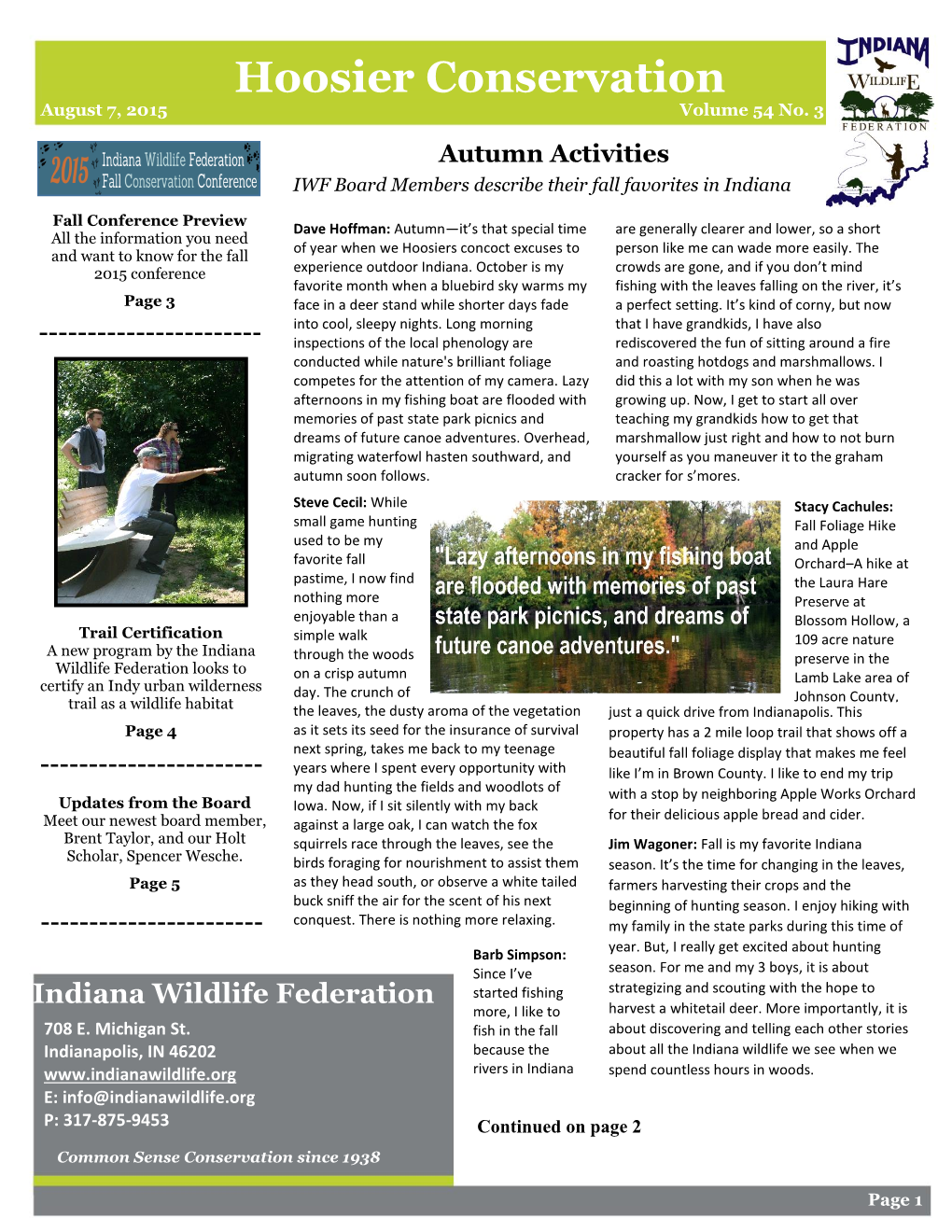 Hoosier Conservation August 7, 2015 Volume 54 No