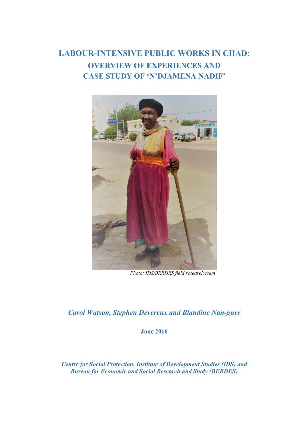 Labour-Intensive Public Works in Chad: Overview of Experiences and Case Study of ‘N’Djamena Nadif’