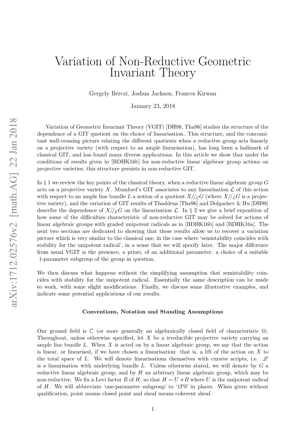 Variation of Non-Reductive Geometric Invariant Theory