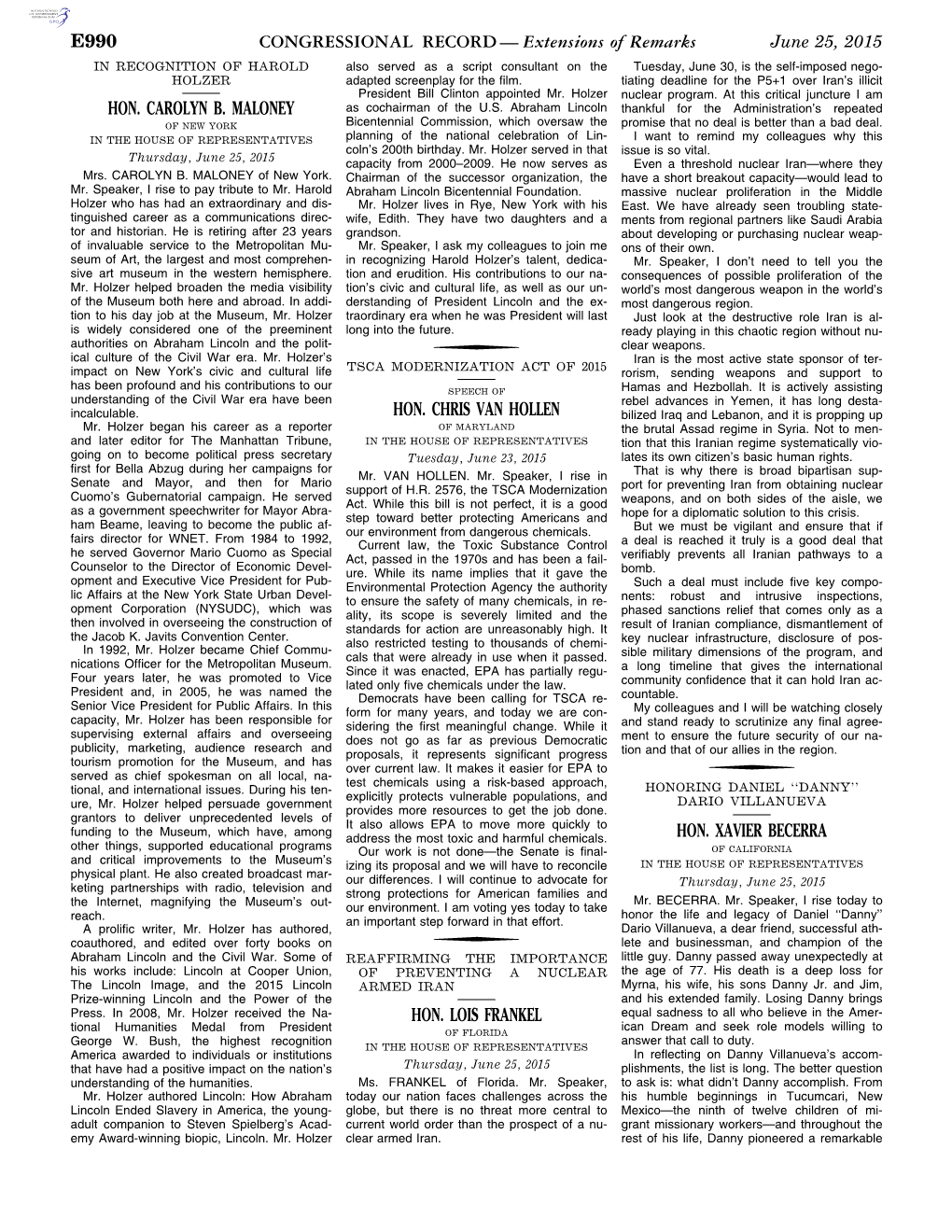 CONGRESSIONAL RECORD— Extensions of Remarks E990 HON
