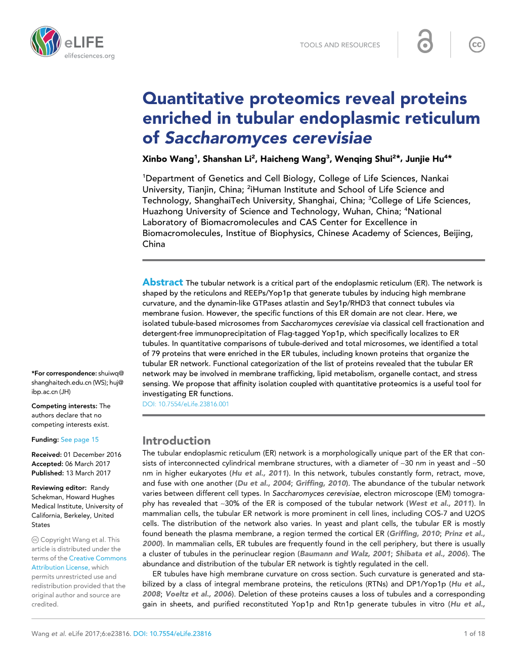 Quantitative Proteomics Reveal Proteins Enriched in Tubular