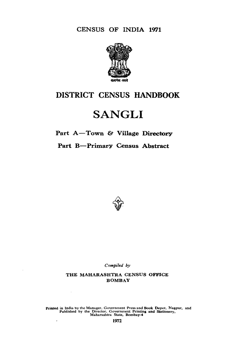 District Census Handbook, Sangli, Part