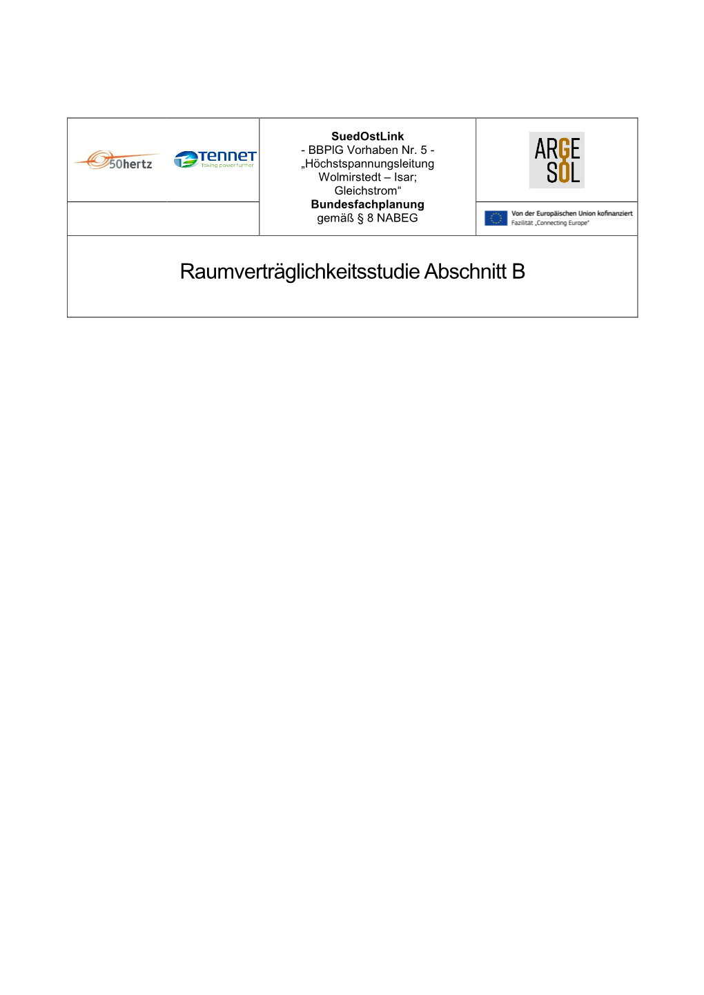 Raumverträglichkeitsstudie Abschnitt B