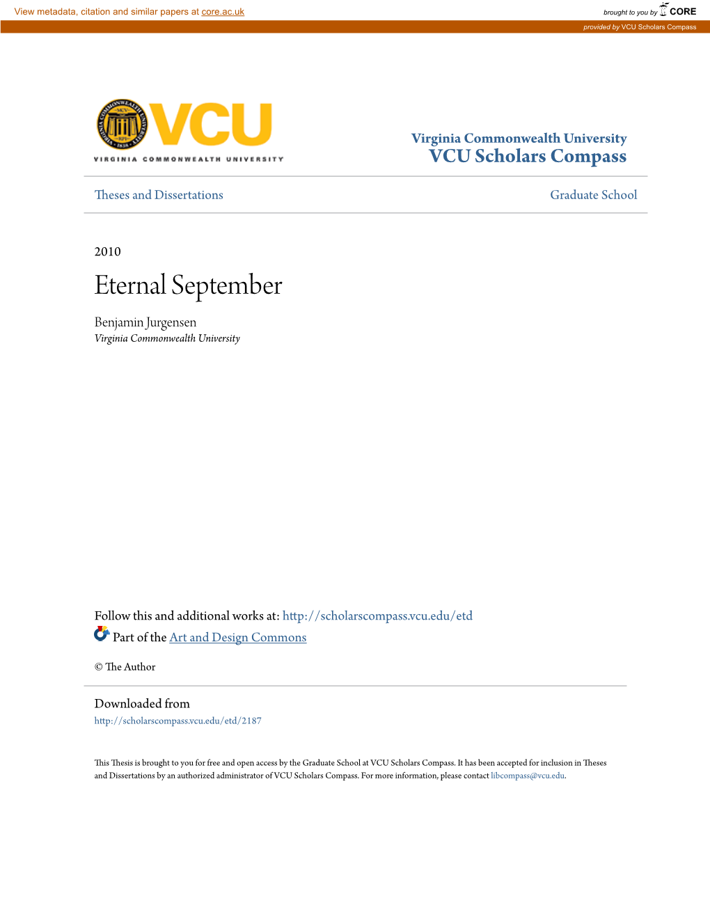 Eternal September Benjamin Jurgensen Virginia Commonwealth University