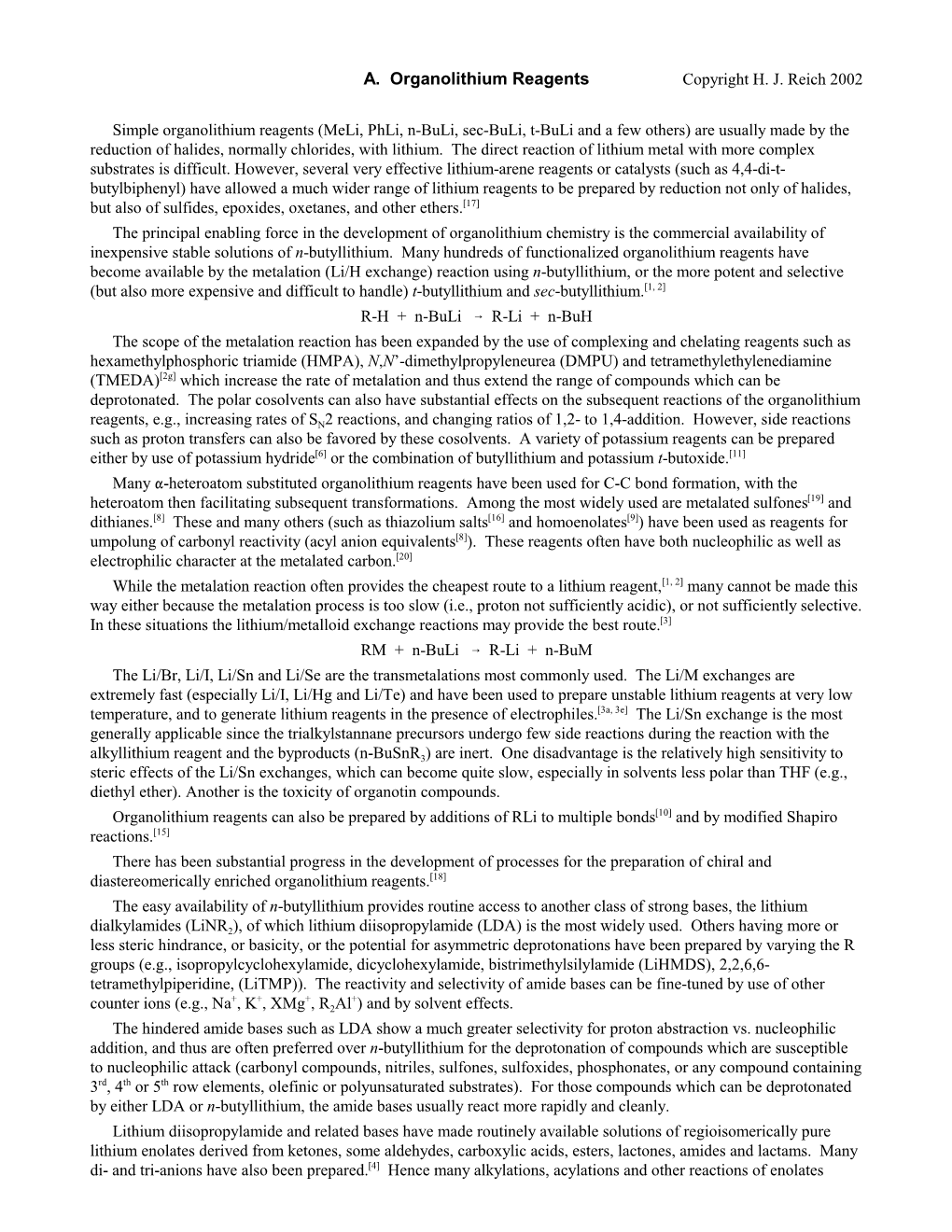 A. Organolithium Reagents Copyright H