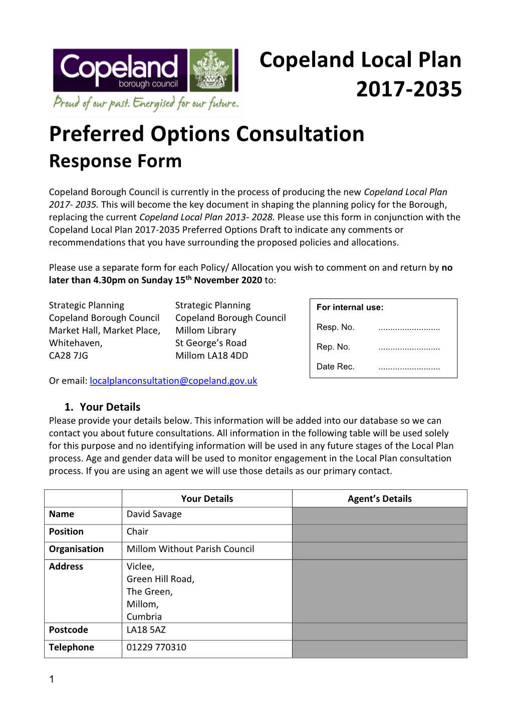 Copeland Local Plan 2017-2035 Preferred Options Consultation