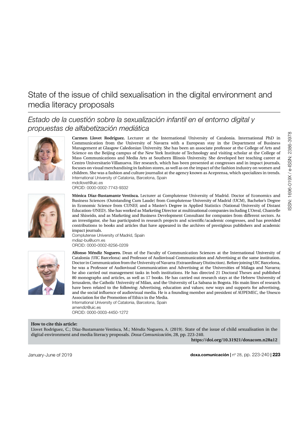 State of the Issue of Child Sexualisation in the Digital