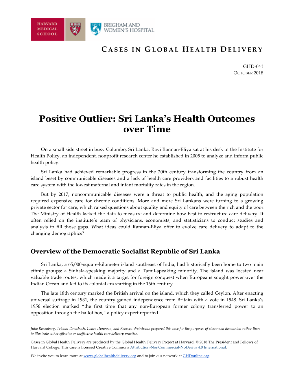 Positive Outlier: Sri Lanka's Health Outcomes Over Time