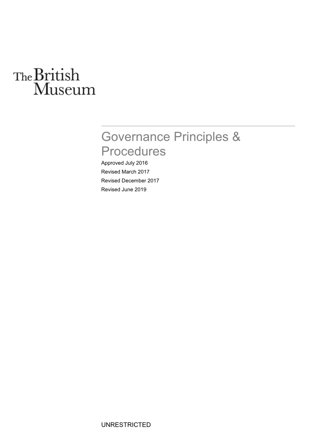 Governance Principles & Procedures