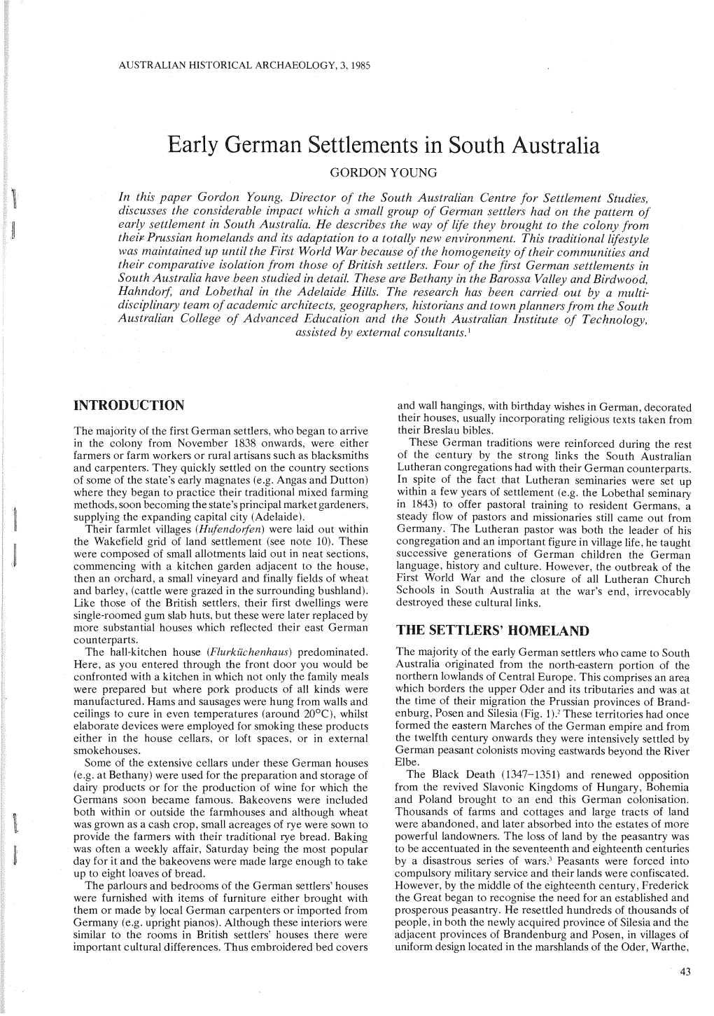 Early German Settlements in South Australia