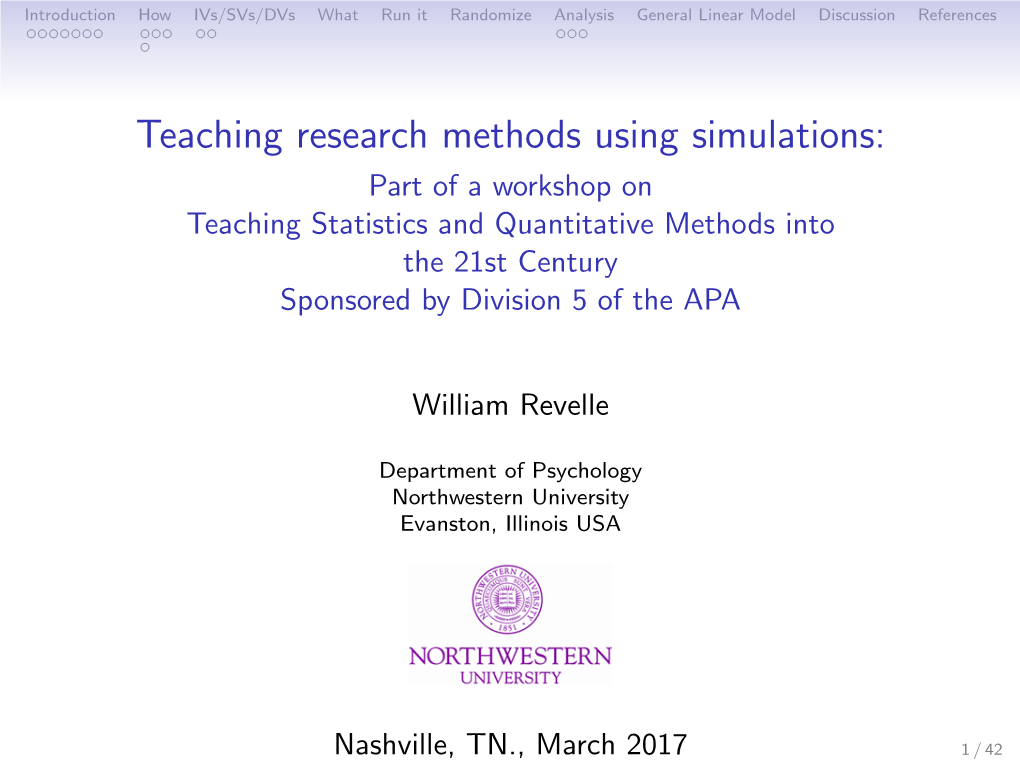 Teaching Research Methods Using Simulations
