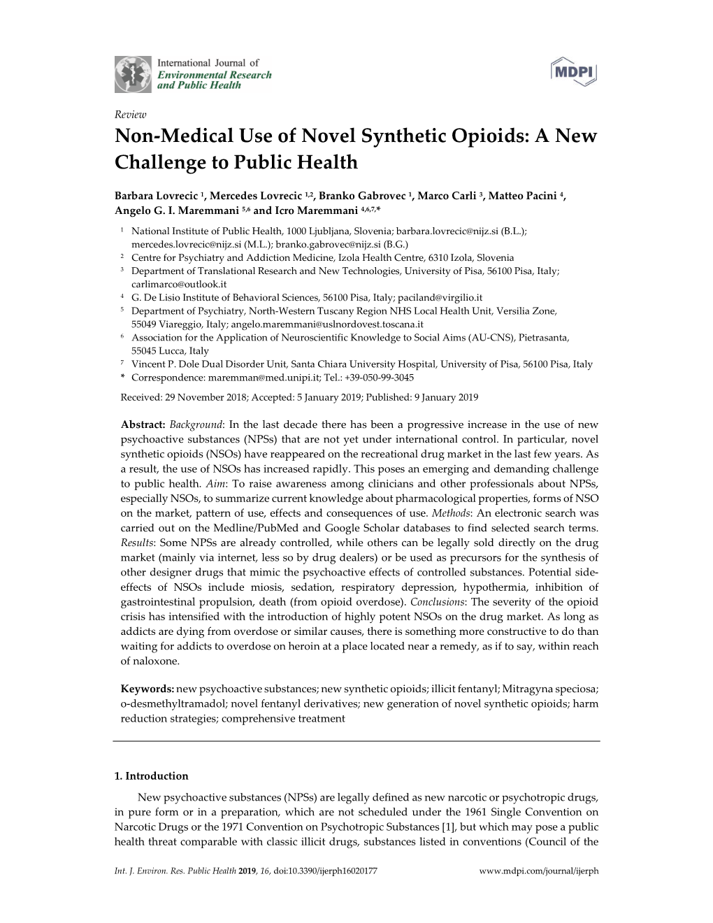 Non-Medical Use of Novel Synthetic Opioids: a New Challenge to Public Health