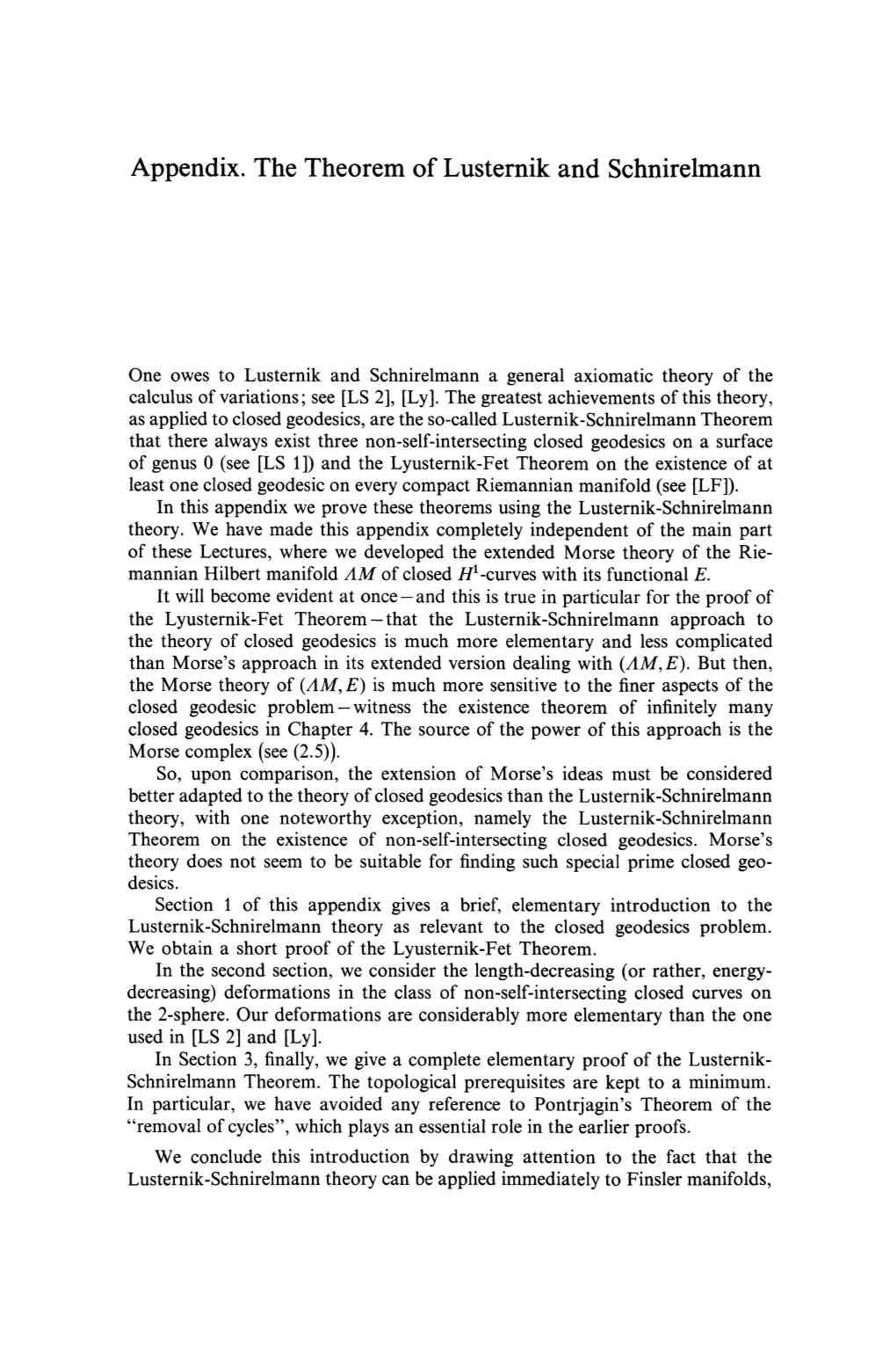 Appendix. the Theorem of Lustemik Andschnirelmann