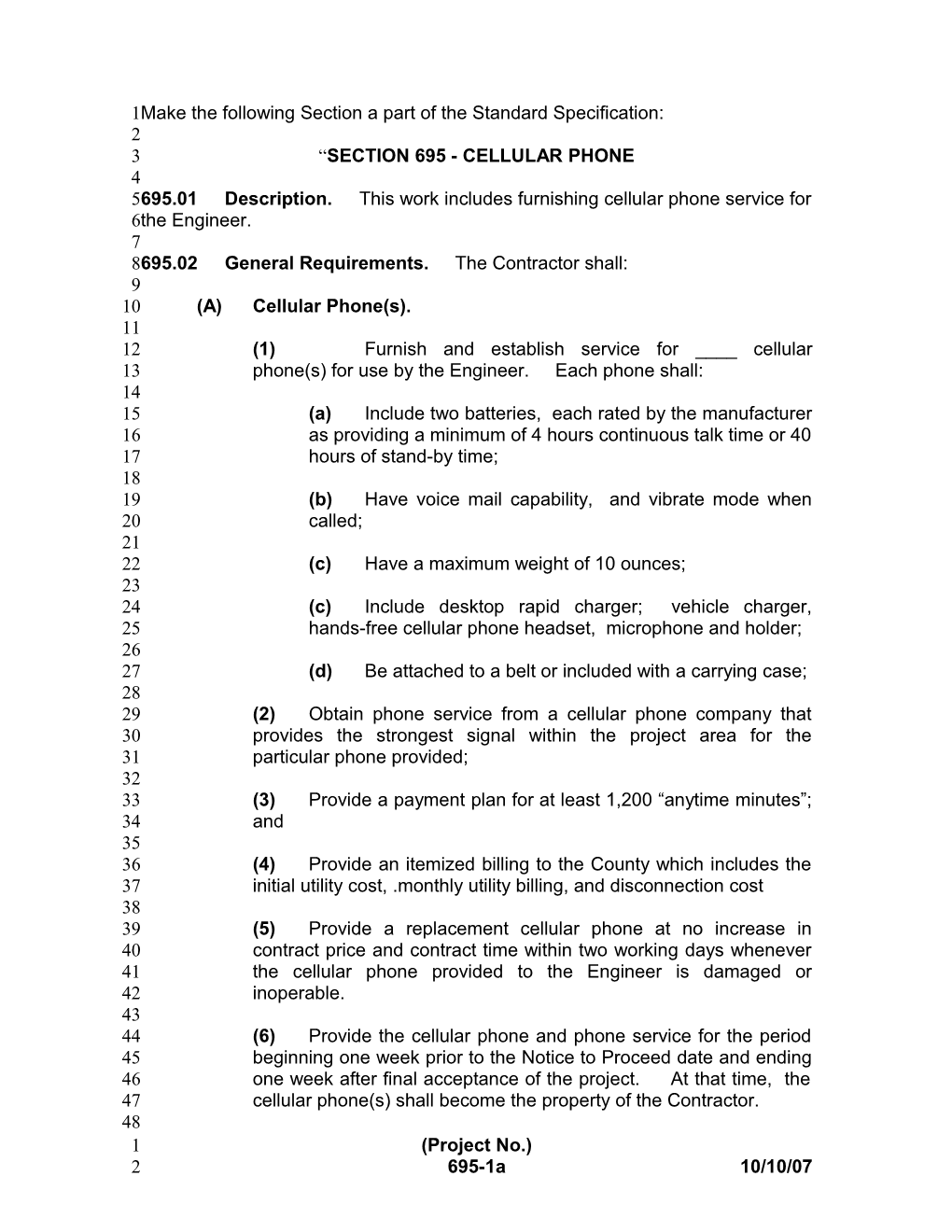 Make the Following Section a Part of the Standard Specification