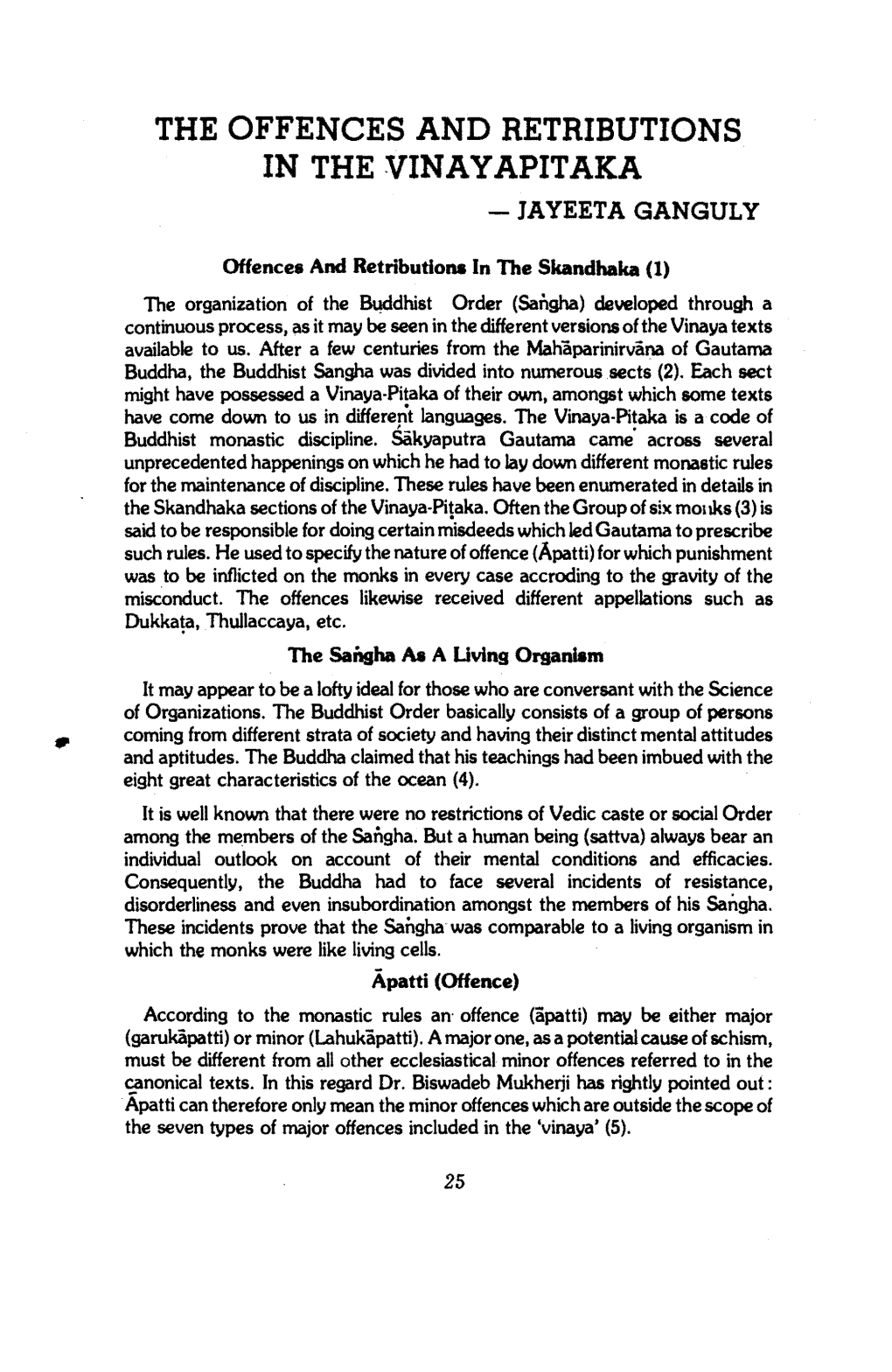 The Offences and Retributions in the Vinayapitaka - Jayeeta Ganguly