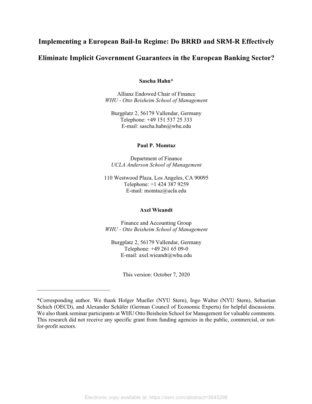 Implementing a European Bail-In Regime: Do BRRD and SRM-R Effectively