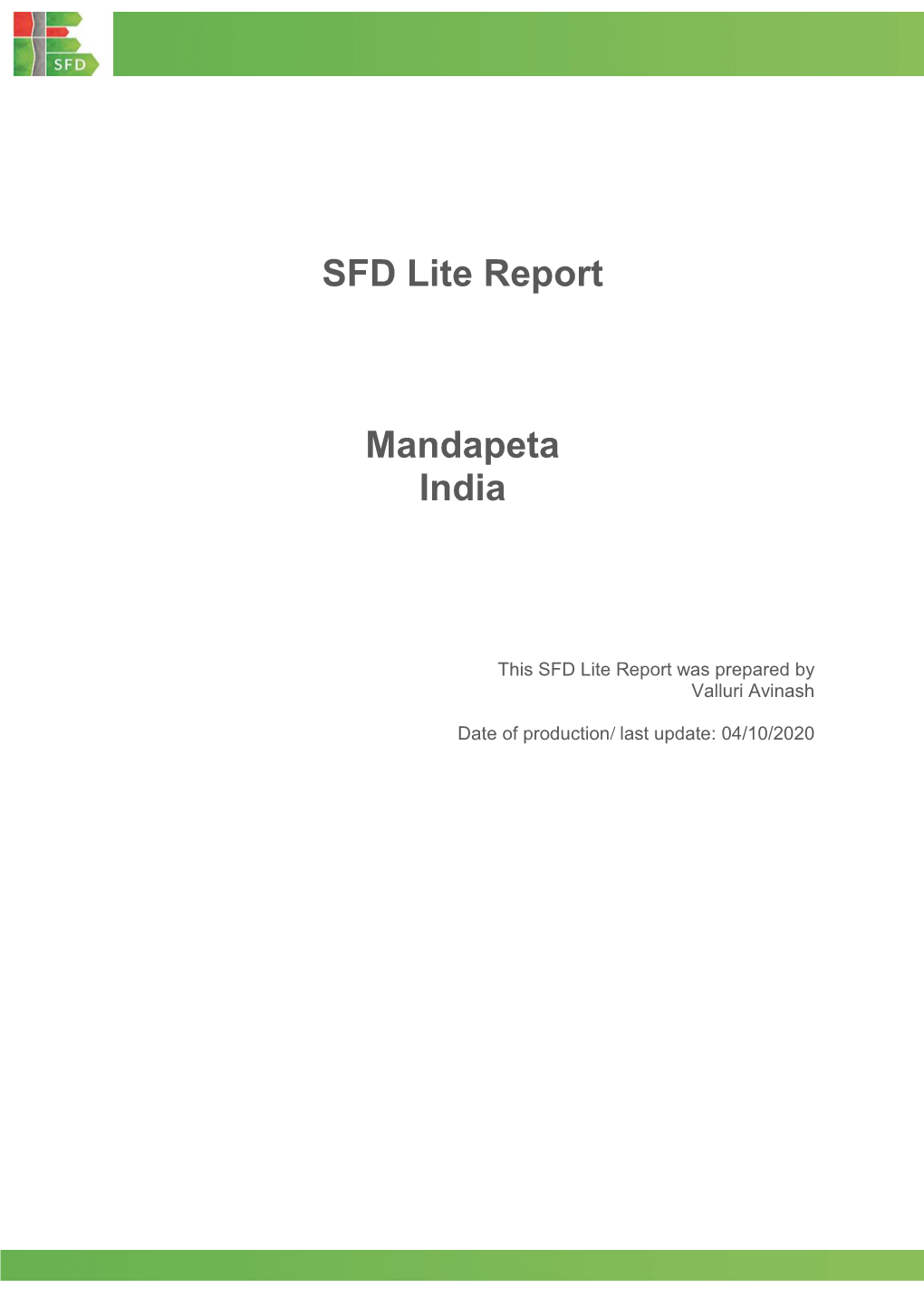 SFD Lite Report Mandapeta India