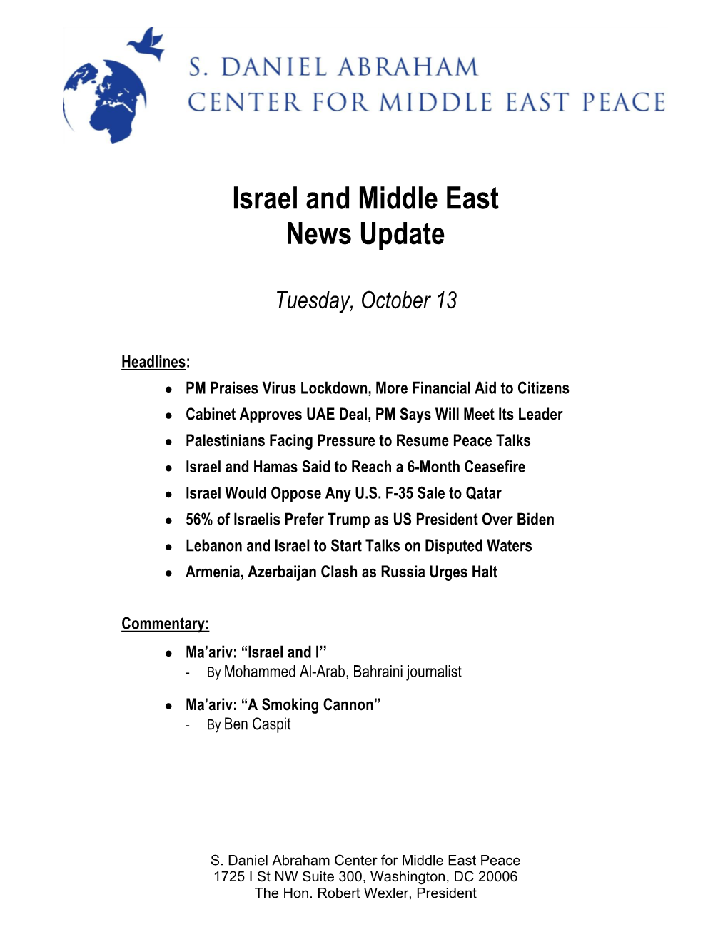 Israel and Middle East News Update