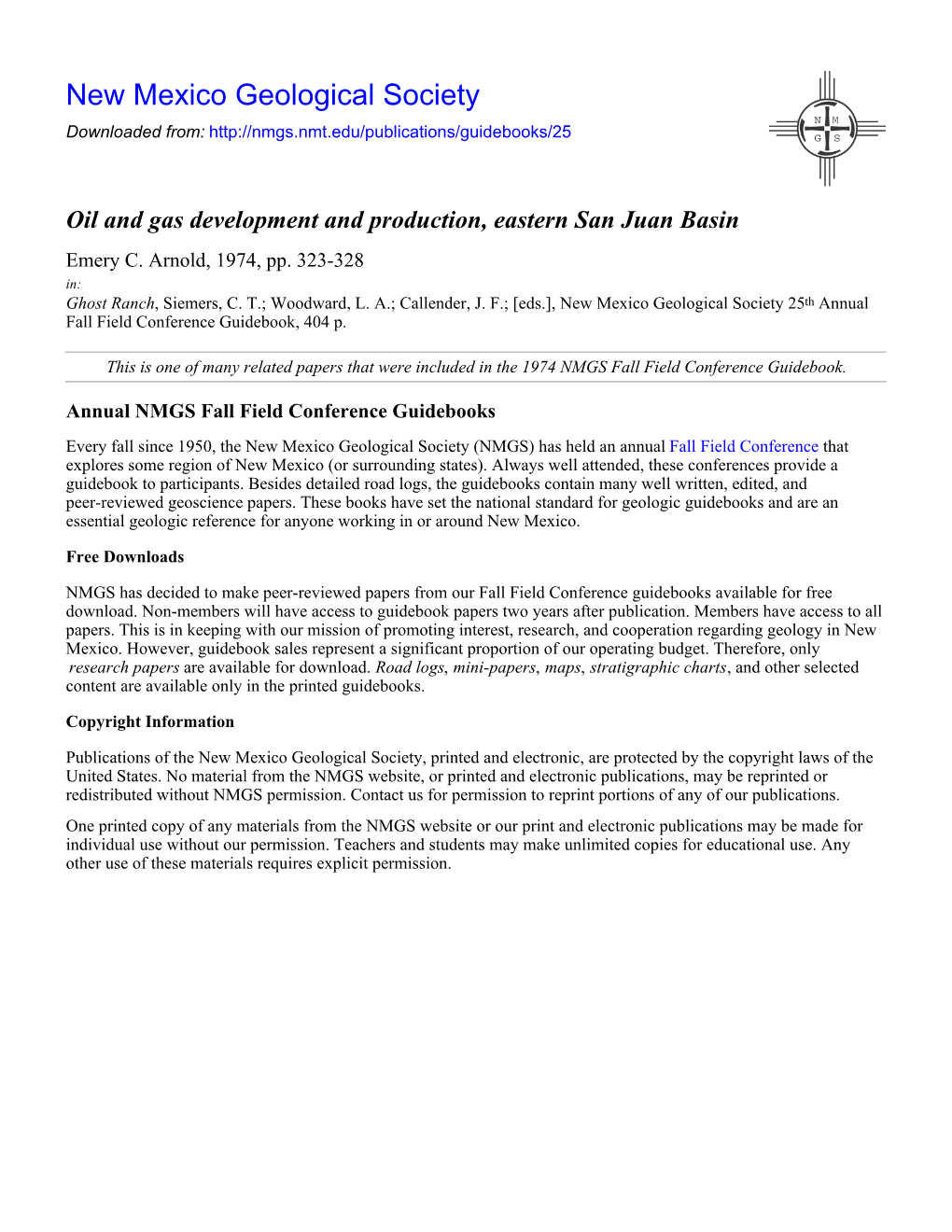 Oil and Gas Development and Production, Eastern San Juan Basin Emery C