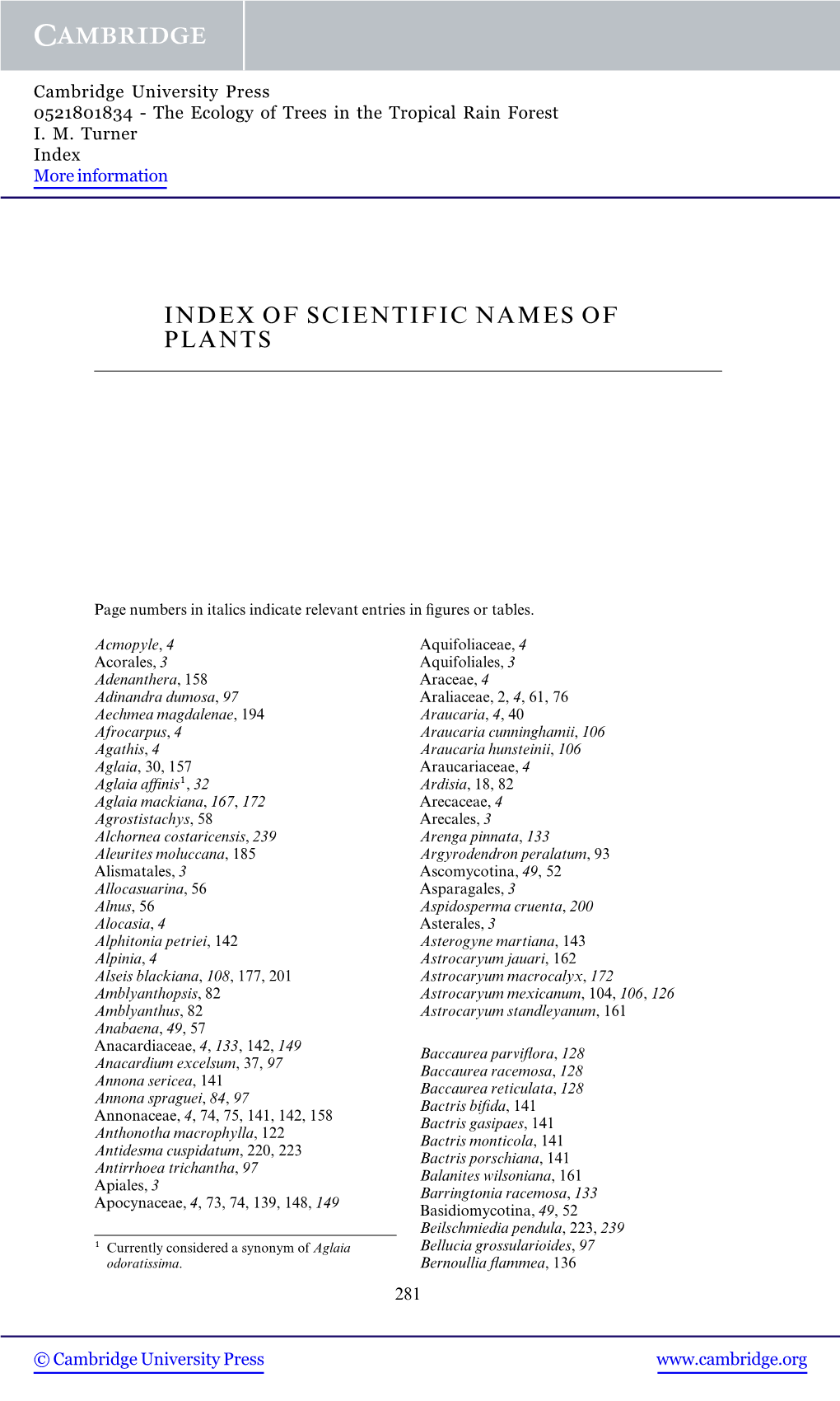 Index of Scientific Names of Plants