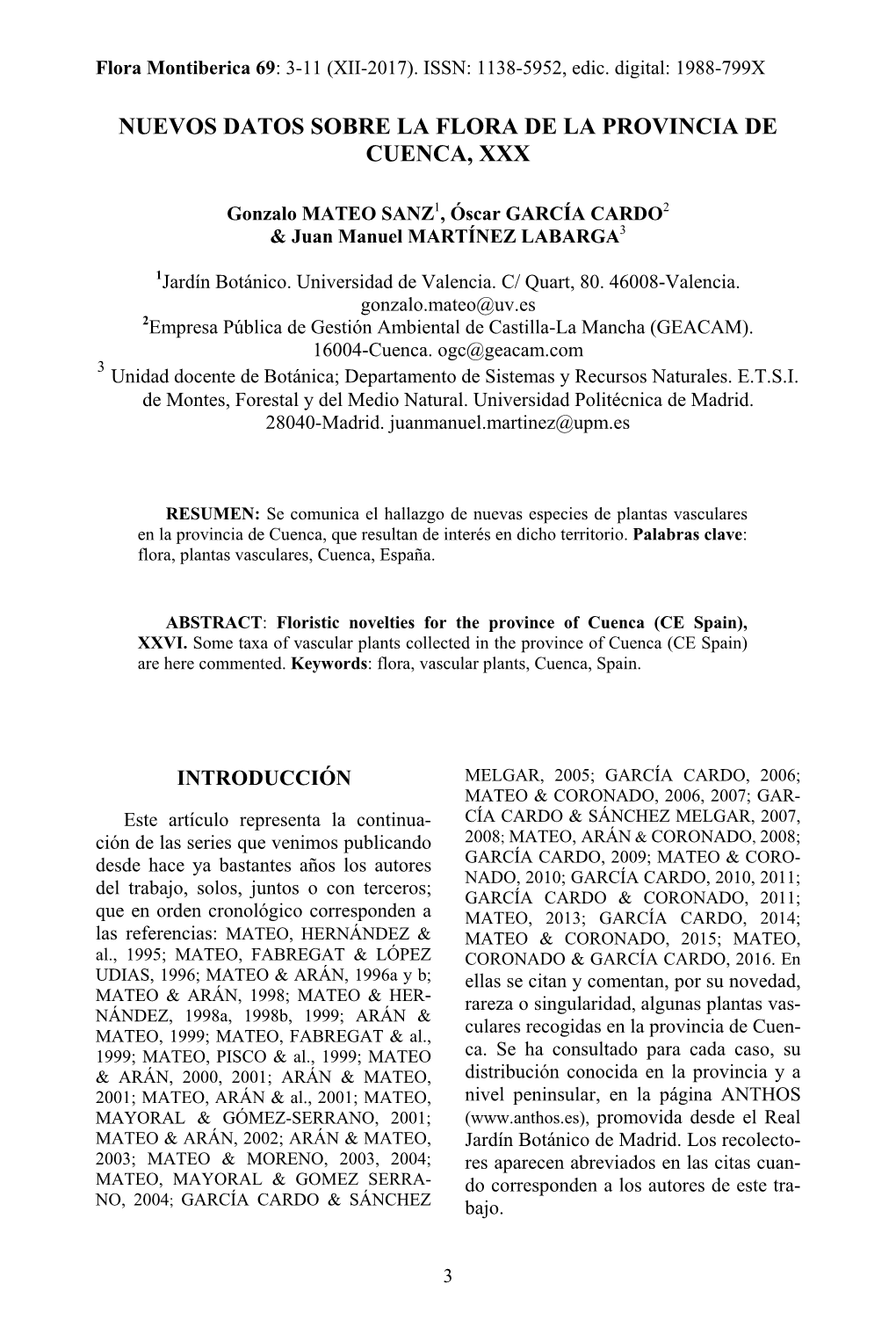 Nuevos Datos Sobre La Flora De La Provincia De Cuenca, Xxx