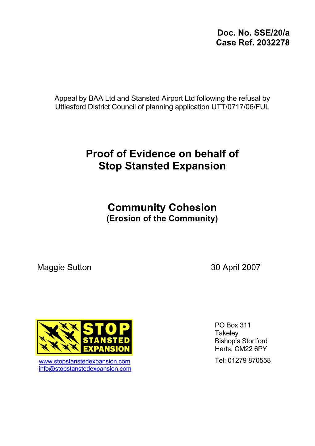 Response to the Department of Transport's Consultation Document: the Future Development of Air Transport in the United Kingd