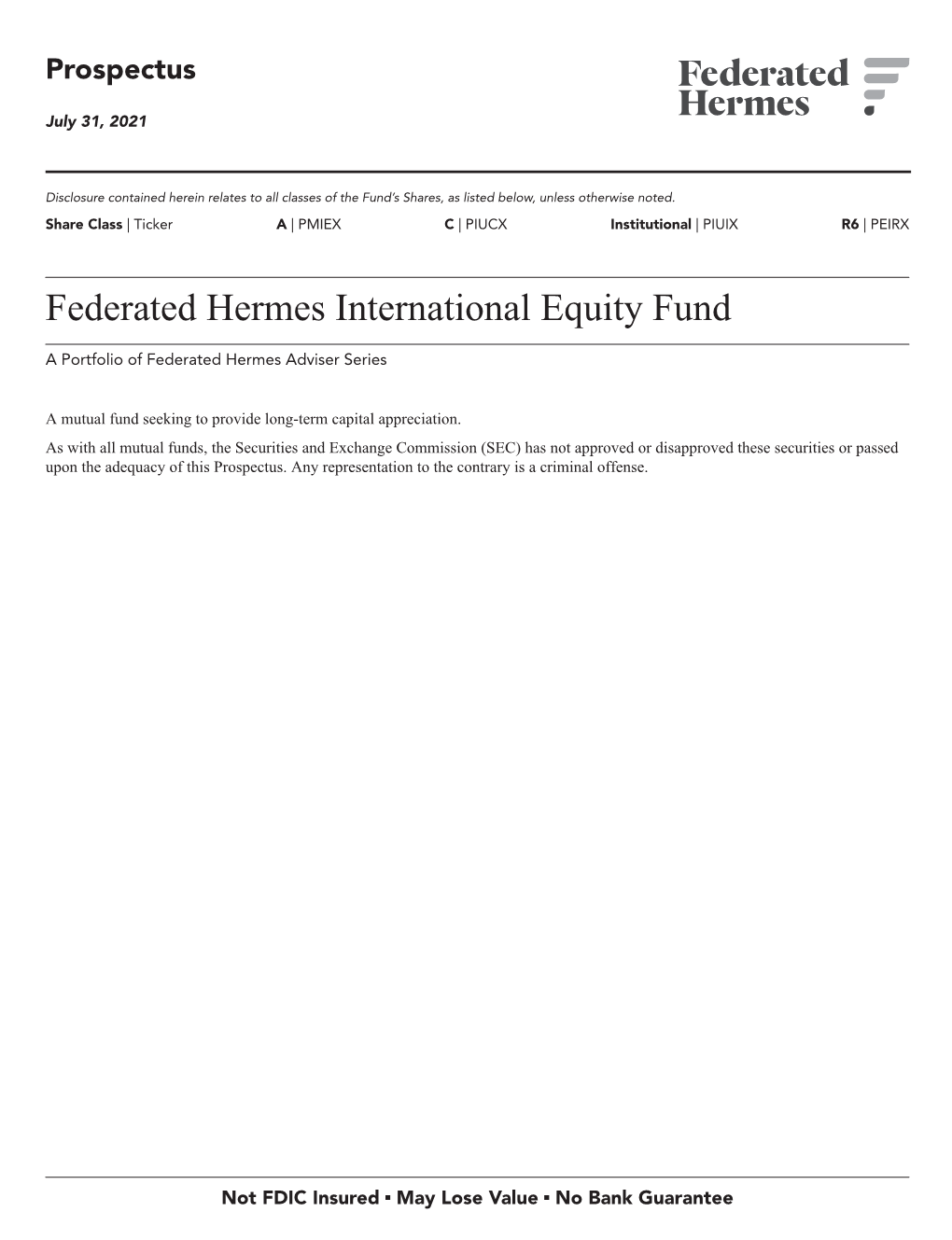 International Equity Fund (A, C, IS, and R6 Shares)