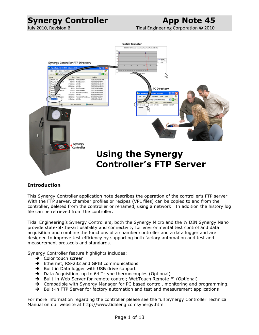Using the Synergy Controller's FTP Server