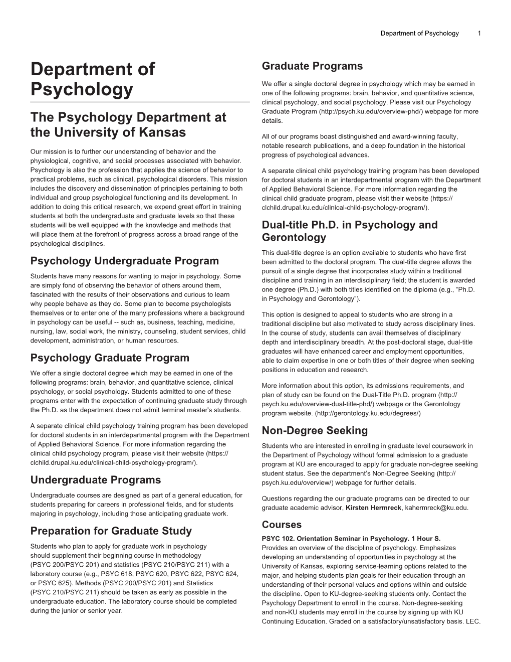 Department of Psychology 1
