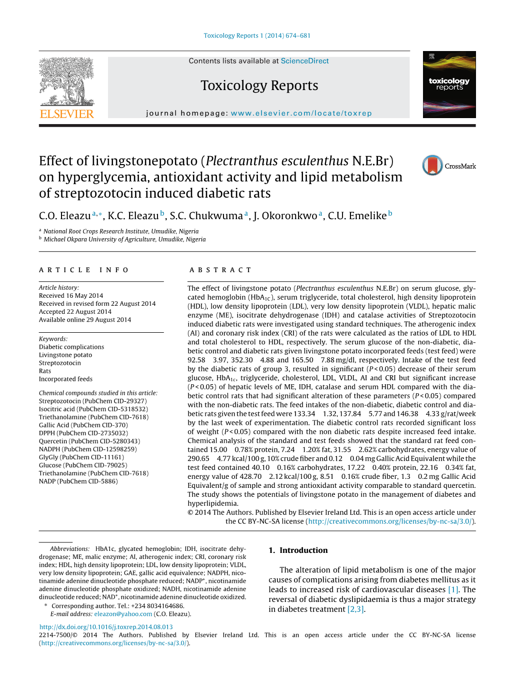 On Hyperglycemia, Antioxidant Activity and Lipid Metabolism Of