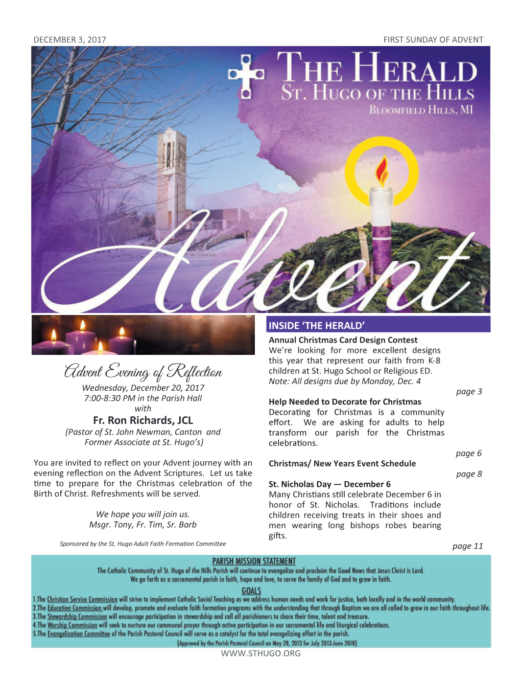 Advent Evening of Reflection Note: All Designs Due by Monday, Dec