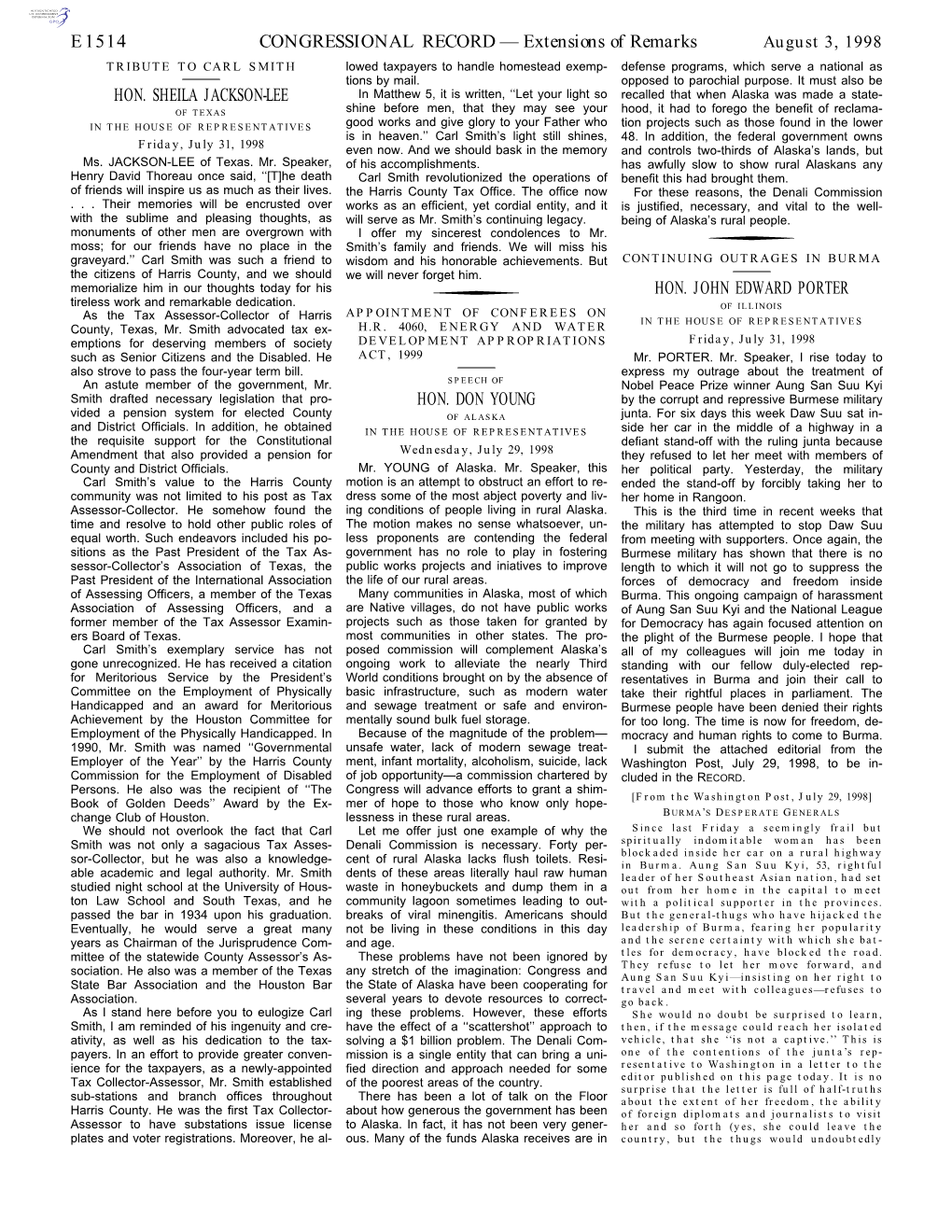 CONGRESSIONAL RECORD— Extensions of Remarks E1514 HON