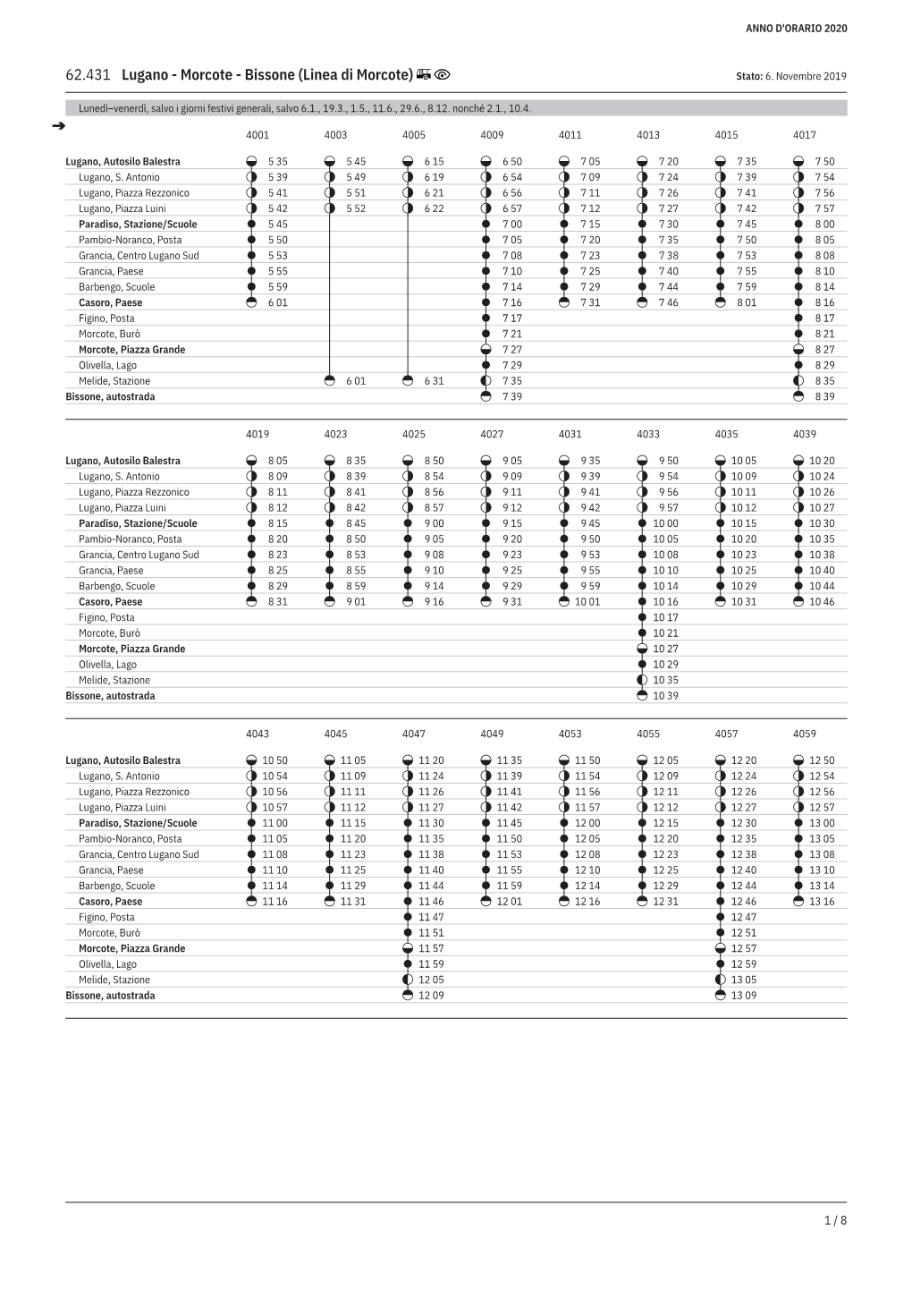 62.431 Lugano - Morcote - Bissone (Linea Di Morcote) Stato: 6