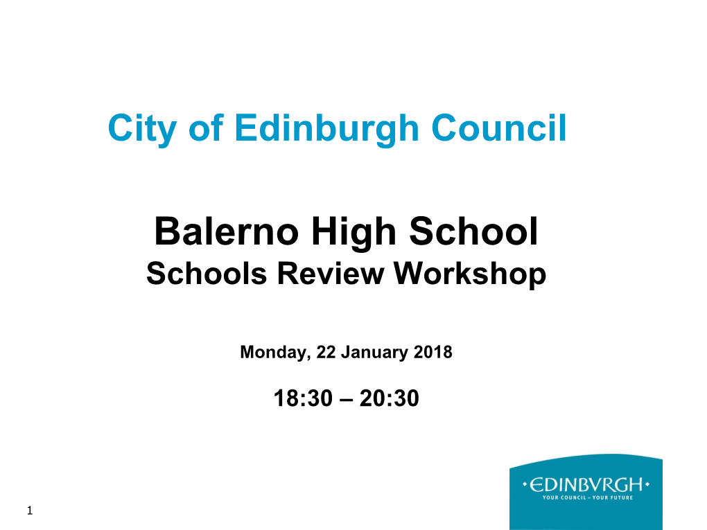 Balerno High School Schools Review Workshop