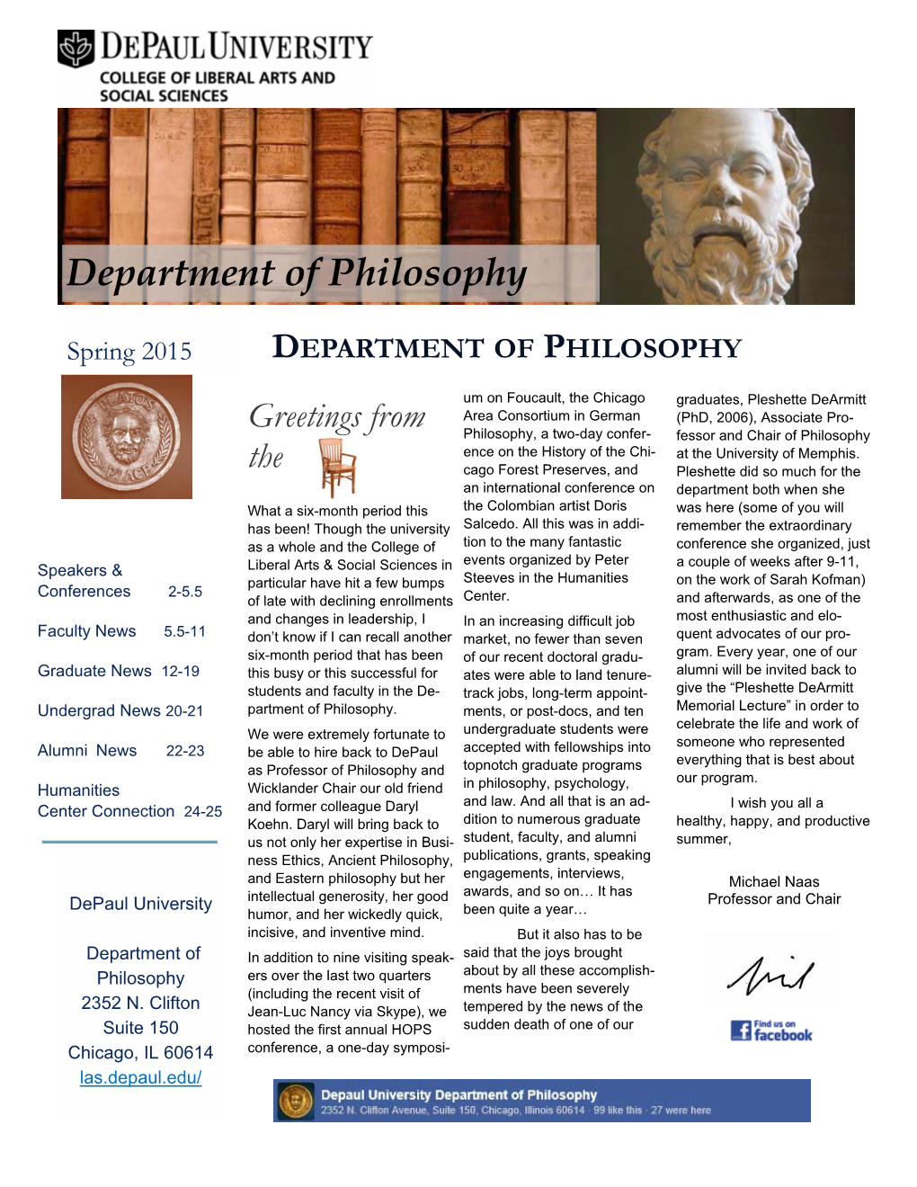 Depaul Philosophy Newsletter Spring 2015 W-Out Pic of Salma Ghalyooun