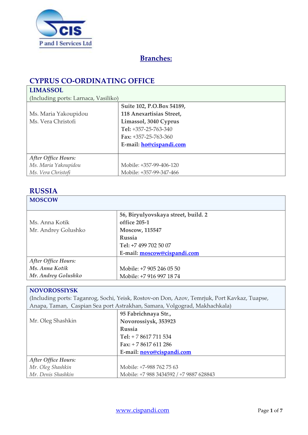 Download List of CIS PANDI Branches