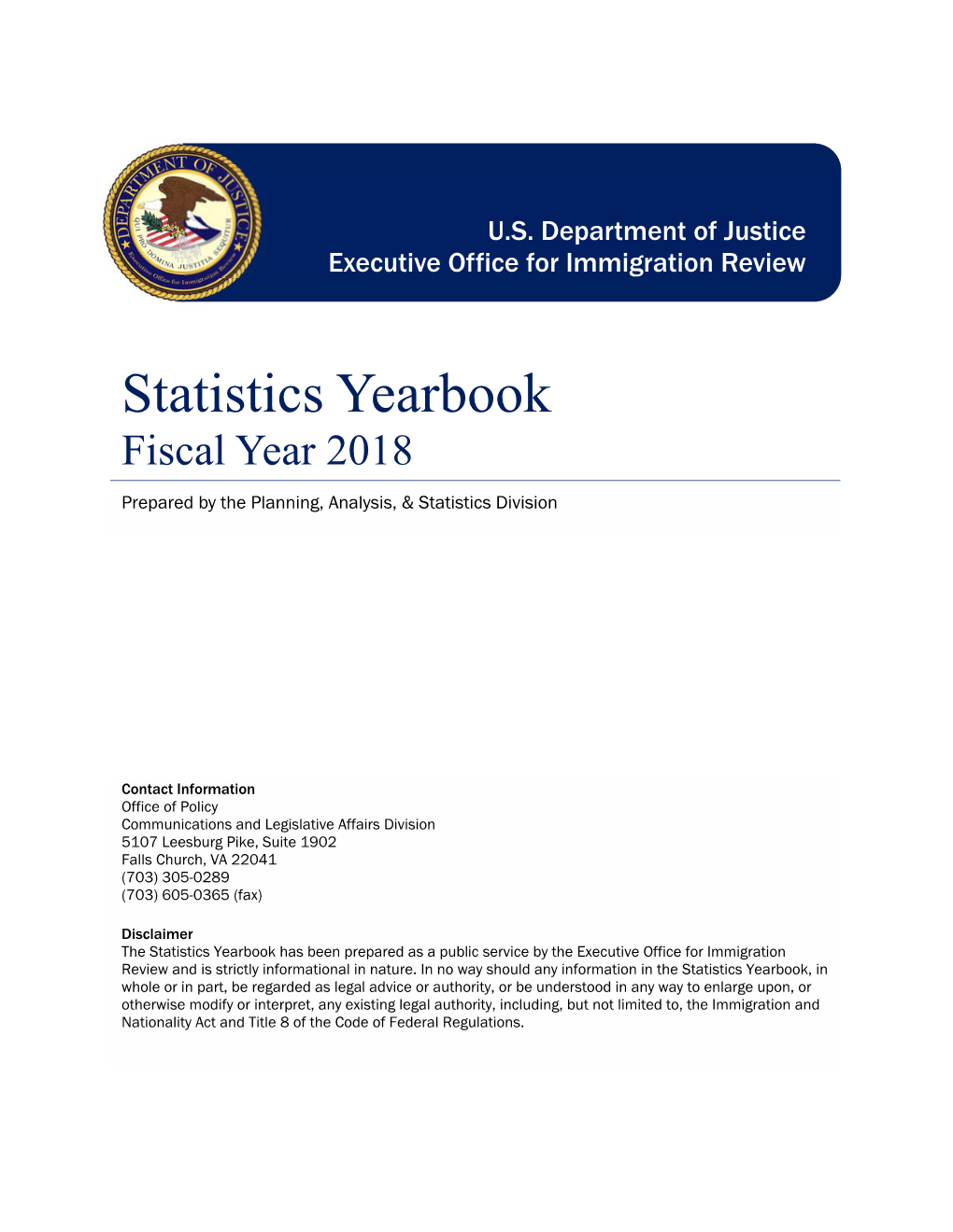 Statistical Yearbook, Fiscal Year 2018