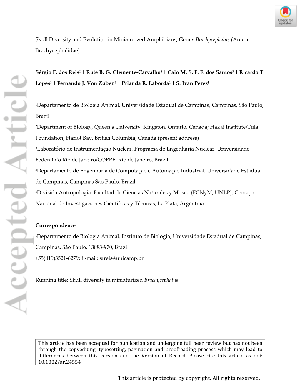 Skull Diversity and Evolution in Miniaturized Amphibians, Genus Brachycephalus (Anura