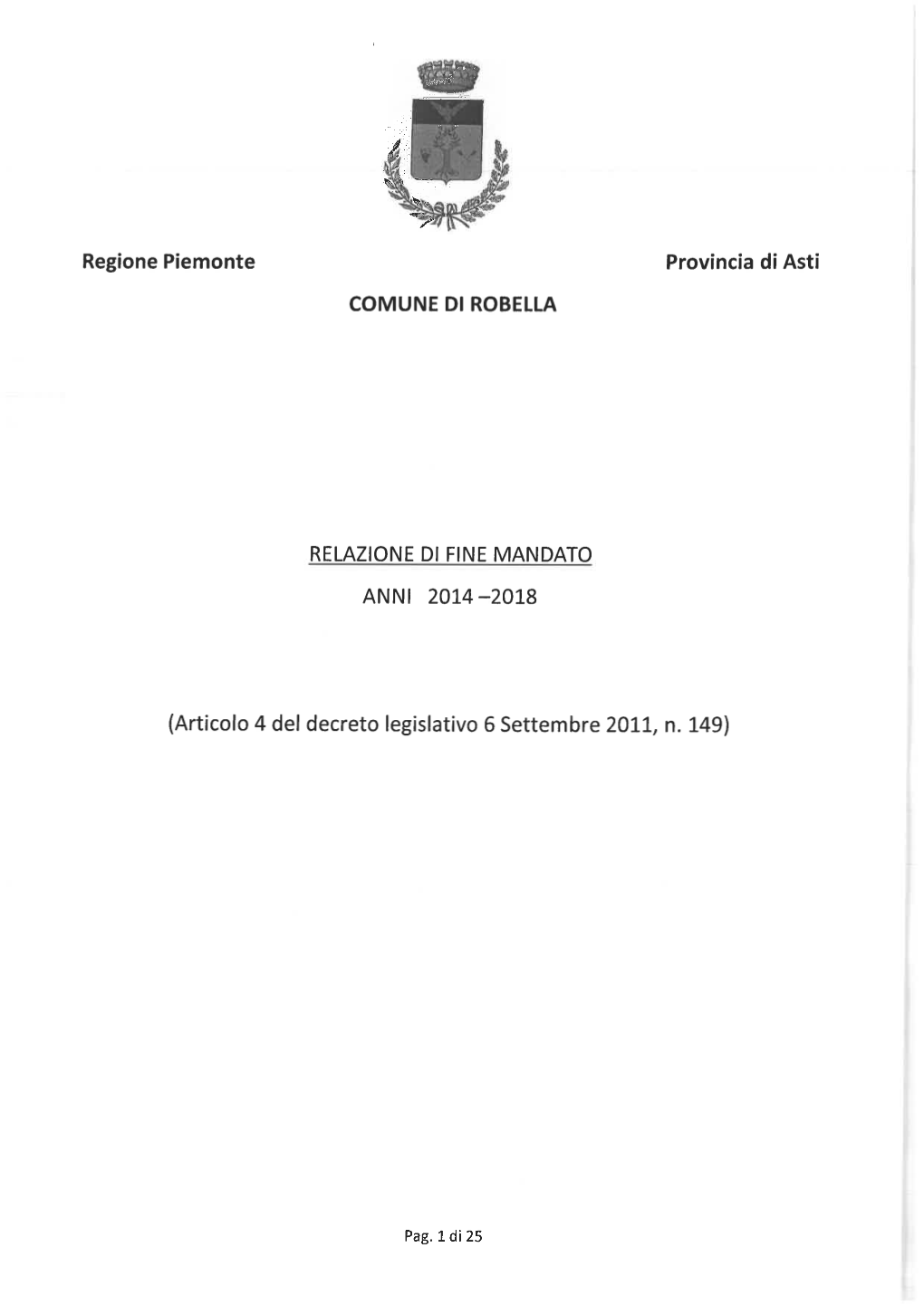 Relazione Di Fine Mandato 2014/2019