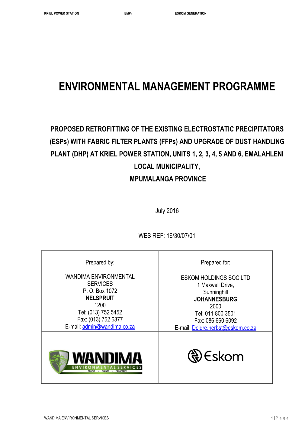 Environmental Management Programme