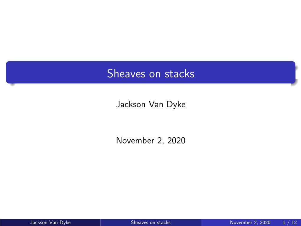 Sheaves on Stacks