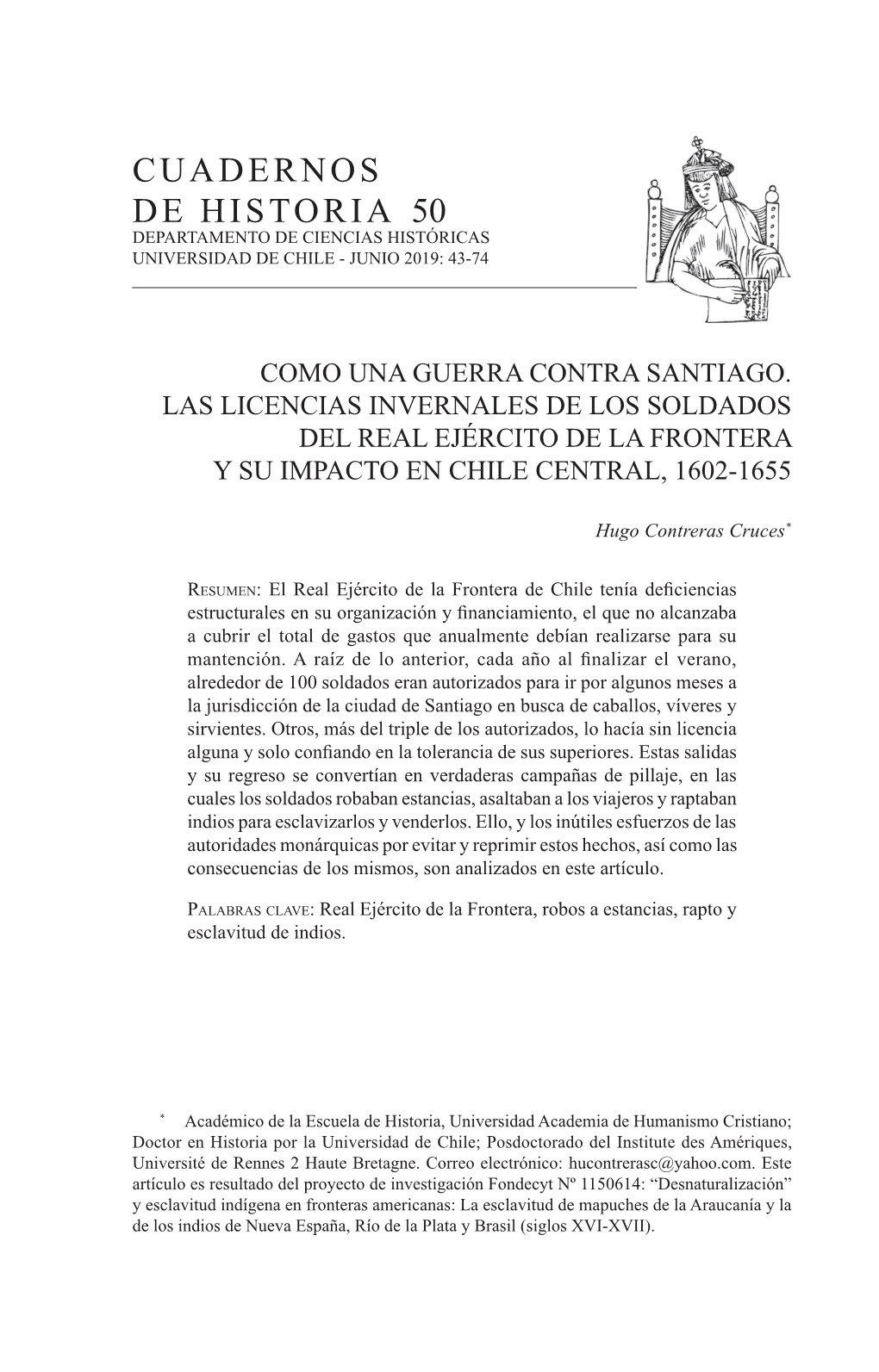 Cuadernos De Historia 50 Departamento De Ciencias Históricas Universidad De Chile - Junio 2019: 43-74