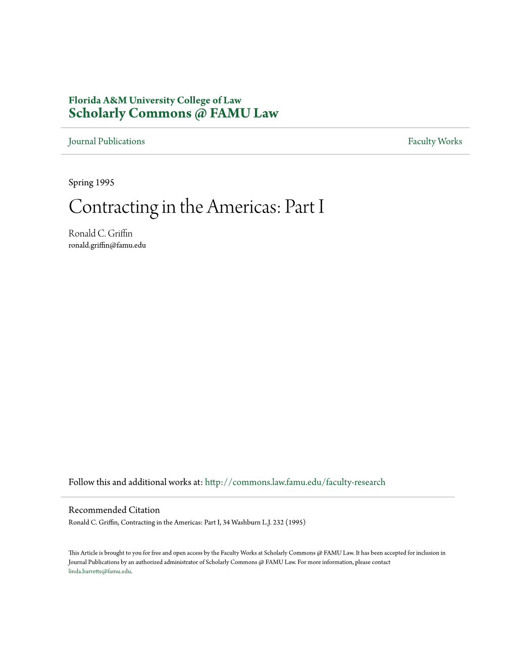 Contracting in the Americas: Part I Ronald C