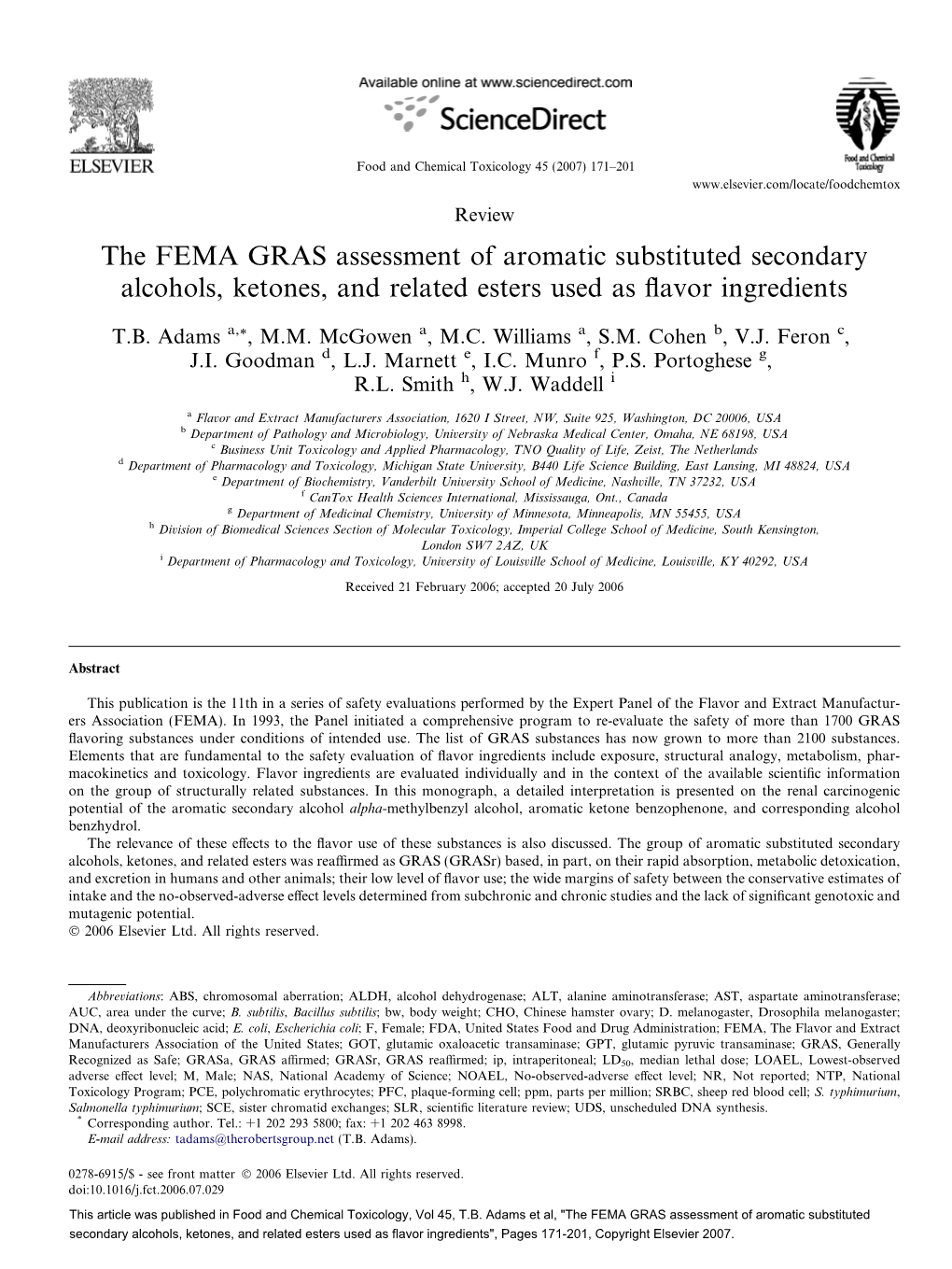 The FEMA GRAS Assessment of Aromatic Substituted Secondary Alcohols, Ketones, and Related Esters Used As ﬂavor Ingredients