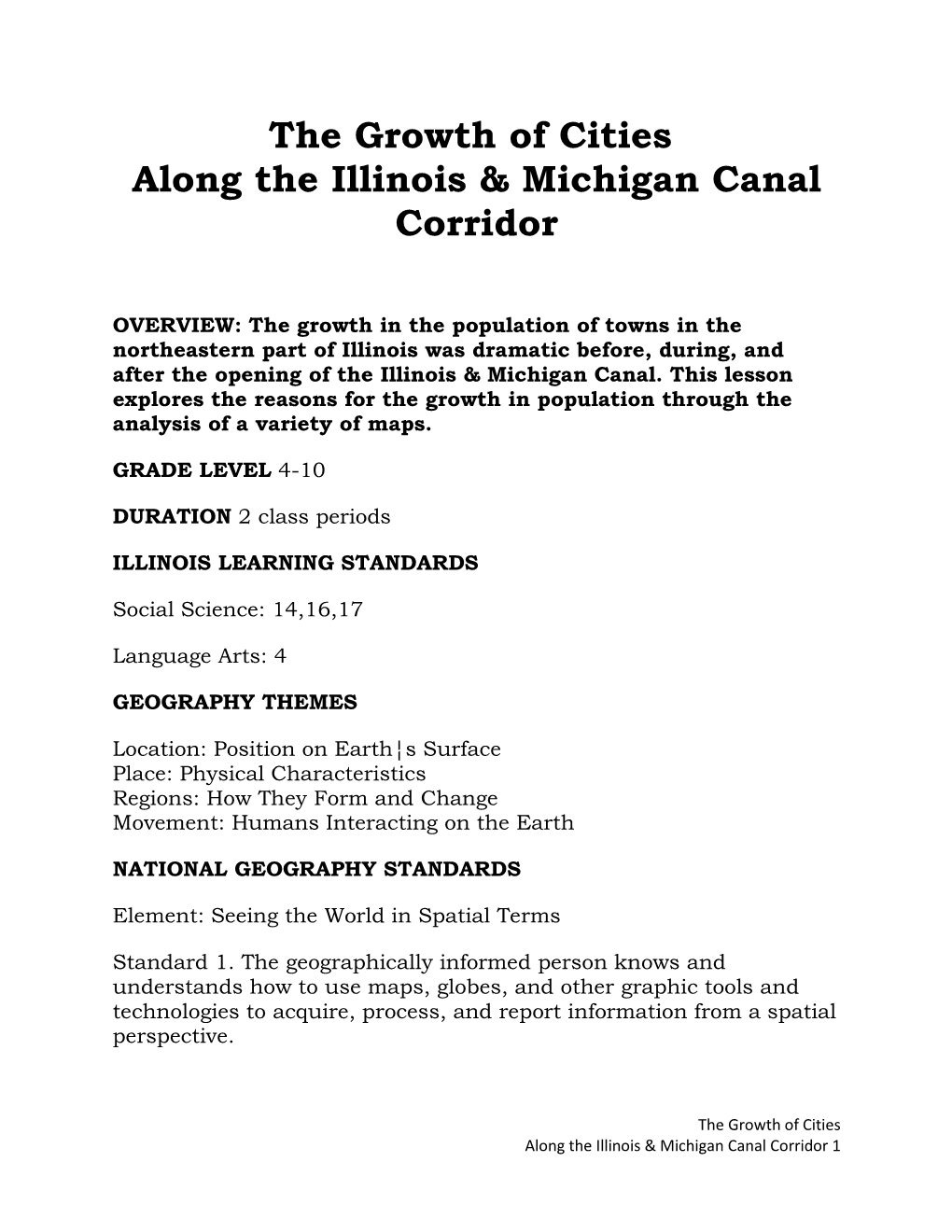 The Growth of Cities Along the Illinois & Michigan Canal Corridor