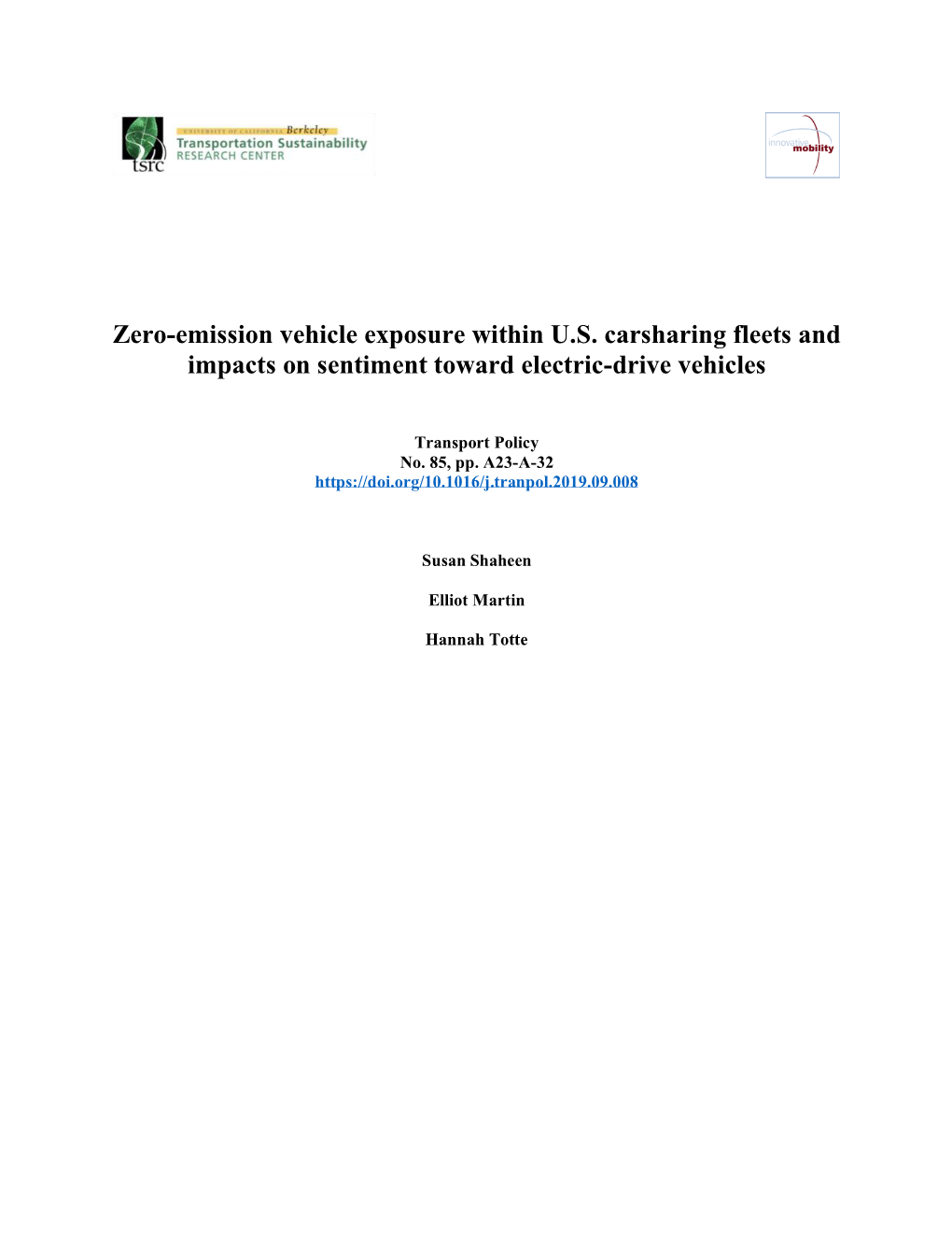 Zero-Emission Vehicle Exposure Within U.S. Carsharing Fleets and Impacts on Sentiment Toward Electric-Drive Vehicles